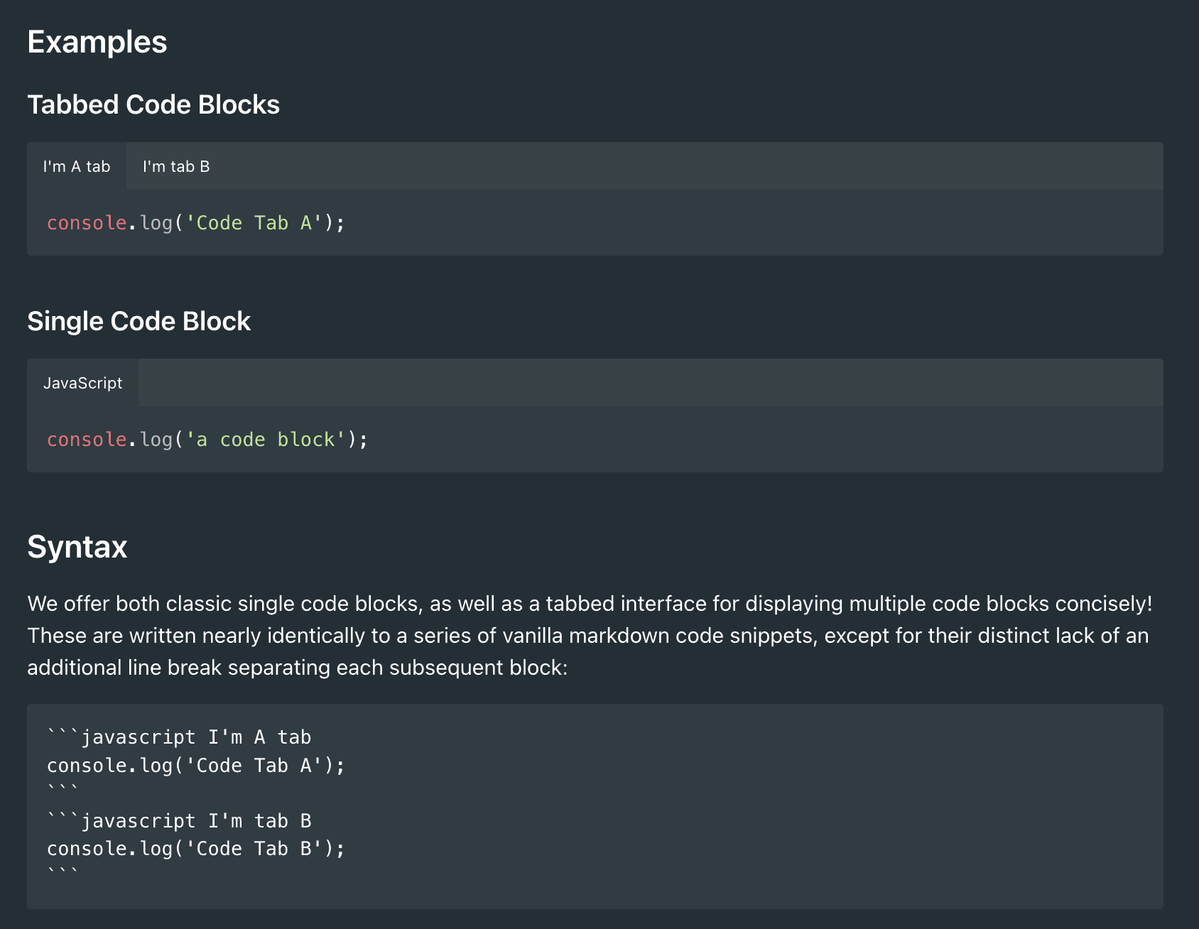 Readme.io Stacked markdown support [→]